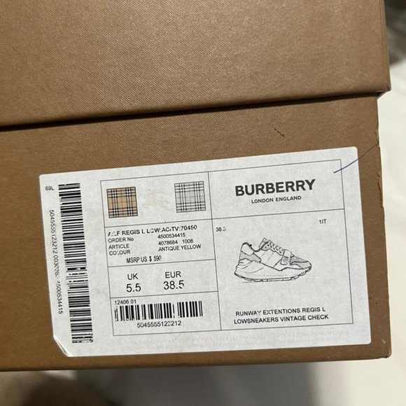 BURBERRY RUNAWAY EXTENTIONS REGIS L LOWSNEAKERSVINTAGE CHECK - Picture 1 of 8